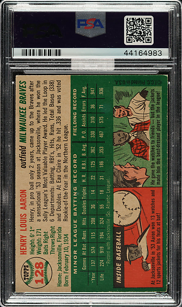 1954 Topps #128 Hank Aaron Rookie PSA EX-MT+ 6.5 (MBA Silver Diamond)
