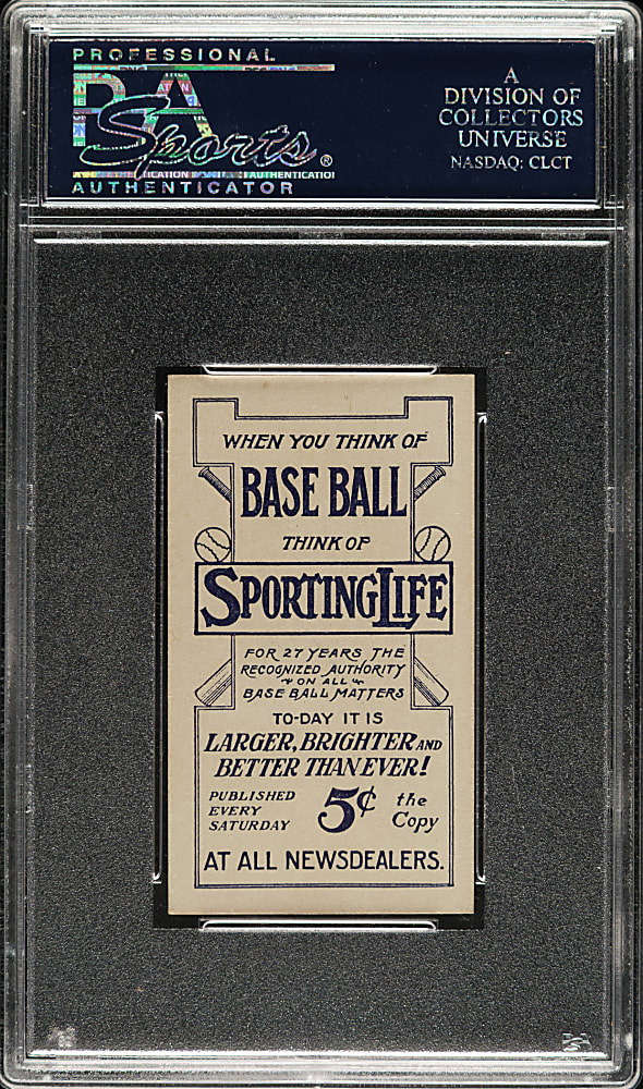 1910-1911 M116 Sporting Life Mordecai Brown Blue Background PSA NM 7