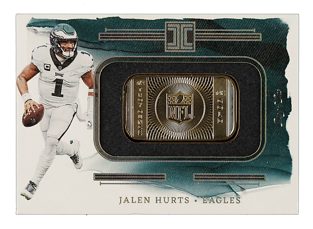 2023 Panini Impeccable Gold NFL Shield Football #SS-JH Jalen Hurts #1/1
