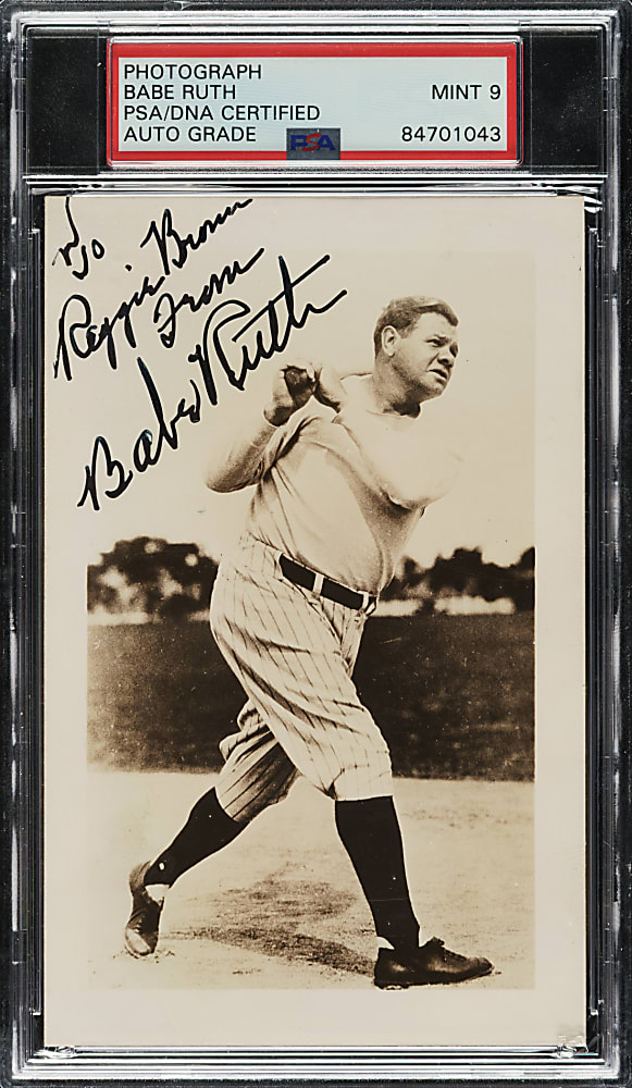 Babe Ruth Signed Photograph PSA/DNA MINT 9