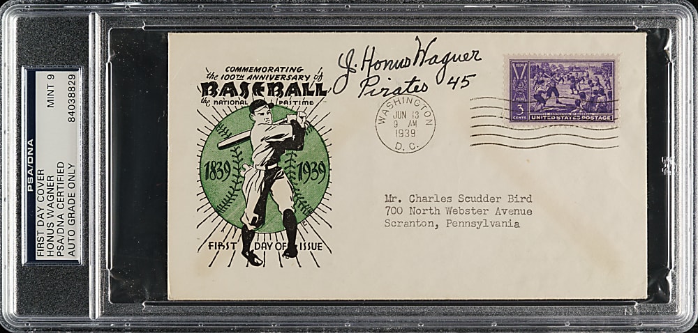 1939 Honus Wagner Signed First-Day Cover PSA/DNA MINT 9