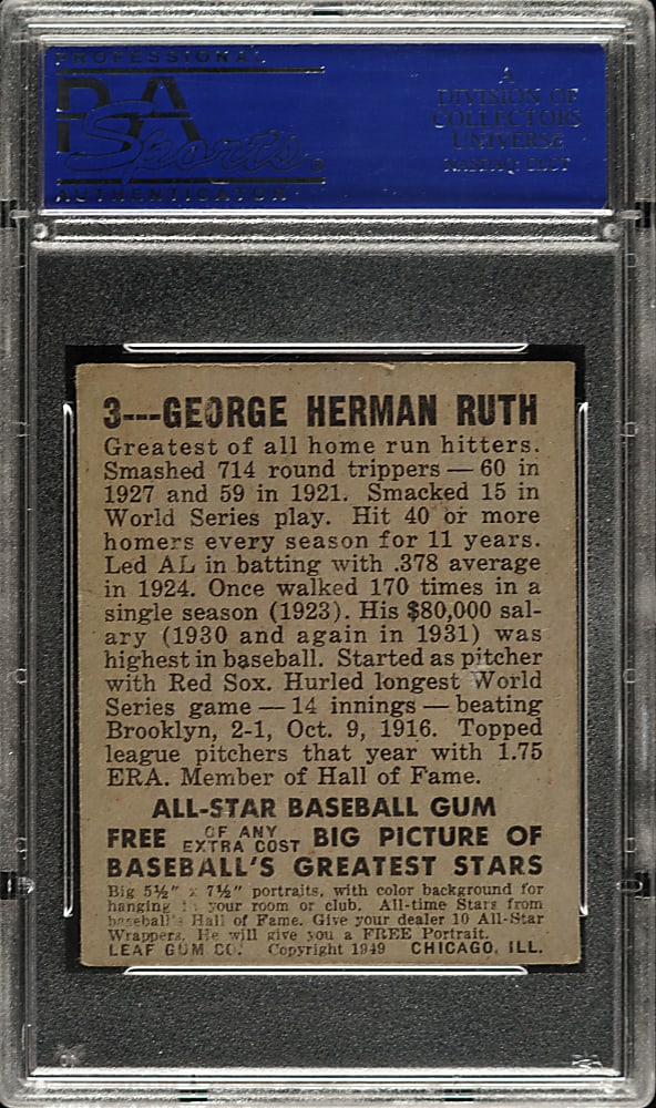 1948-1949 Leaf #3 Babe Ruth PSA VG-EX 4