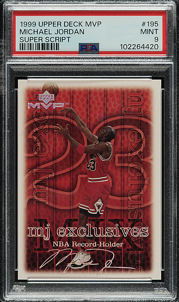 1999-2000 Upper Deck MVP Basketball #195 Michael Jordan Super Script #6/25 PSA MINT 9 - Highest Graded!