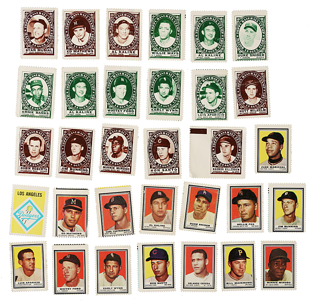 1961 and 1962 Topps Stamps Collection (320) Including 38 Hall of Famers
