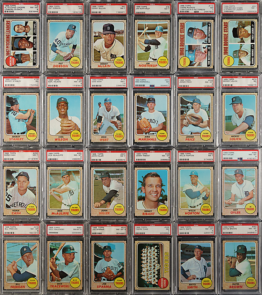 1968 Topps Detroit Tigers PSA-Graded Complete Team Set (28)