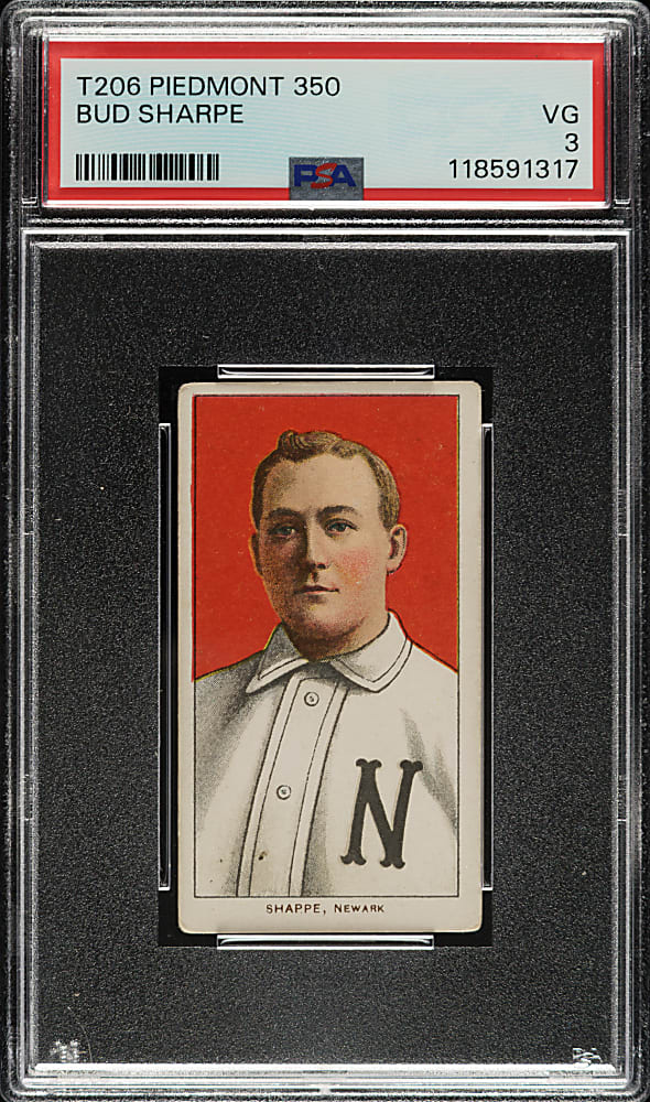 1909-1911 T206 White Border Bud Sharpe PSA VG 3 - Extremely Rare "Shappe" Variation