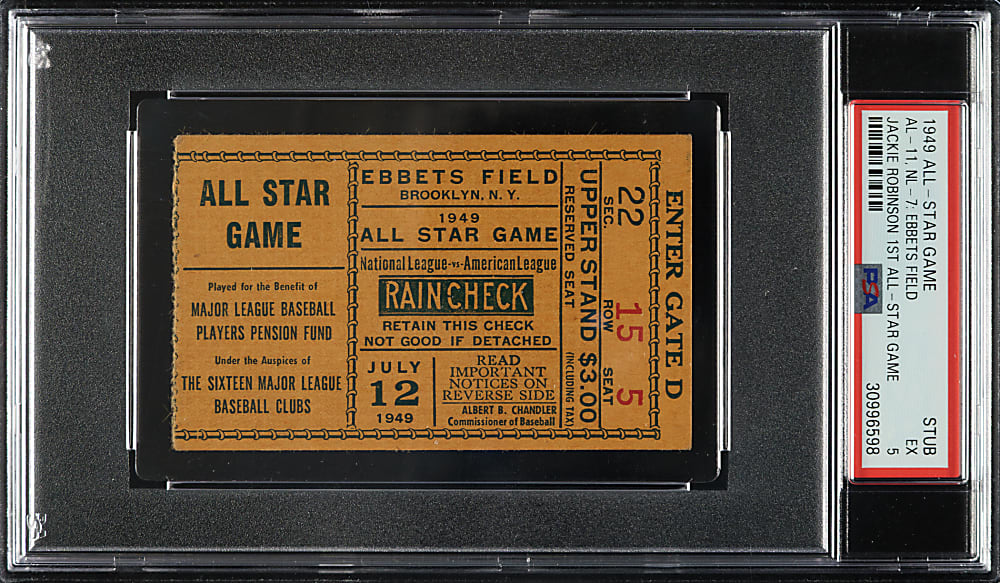 1949 All-Star Game Ticket Stub PSA EX 5 - First Appearance of Black Players Including Jackie Robinson!