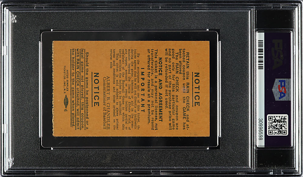 1949 All-Star Game Ticket Stub PSA EX 5 - First Appearance of Black Players Including Jackie Robinson!