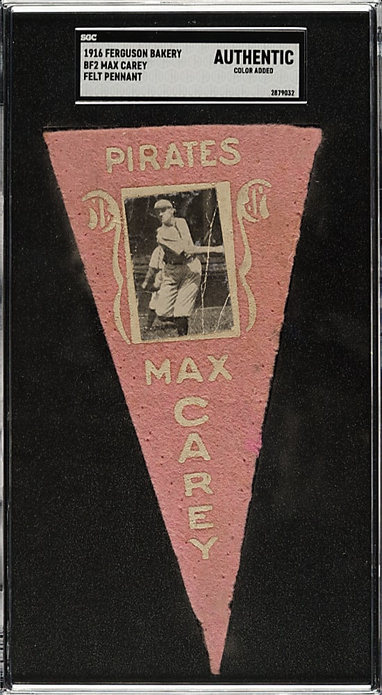 1916 BF2 Ferguson Bakery Felt Pennant Max Carey SGC Authenitc