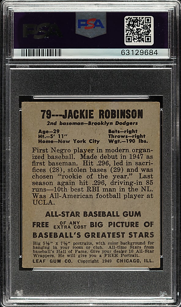 1948-1949 Leaf #79 Jackie Robinson Rookie PSA VG-EX 4