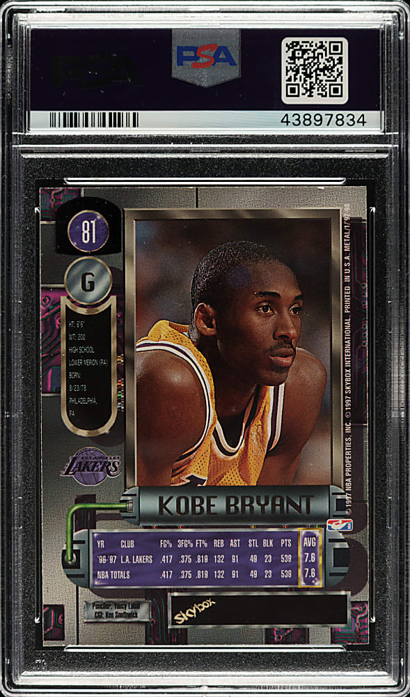 1997-1998 Skybox Metal Universe Basketball #81 Kobe Bryant PSA GEM MINT 10