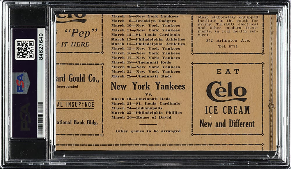 Babe Ruth Signed Scorecard Section - PSA/DNA