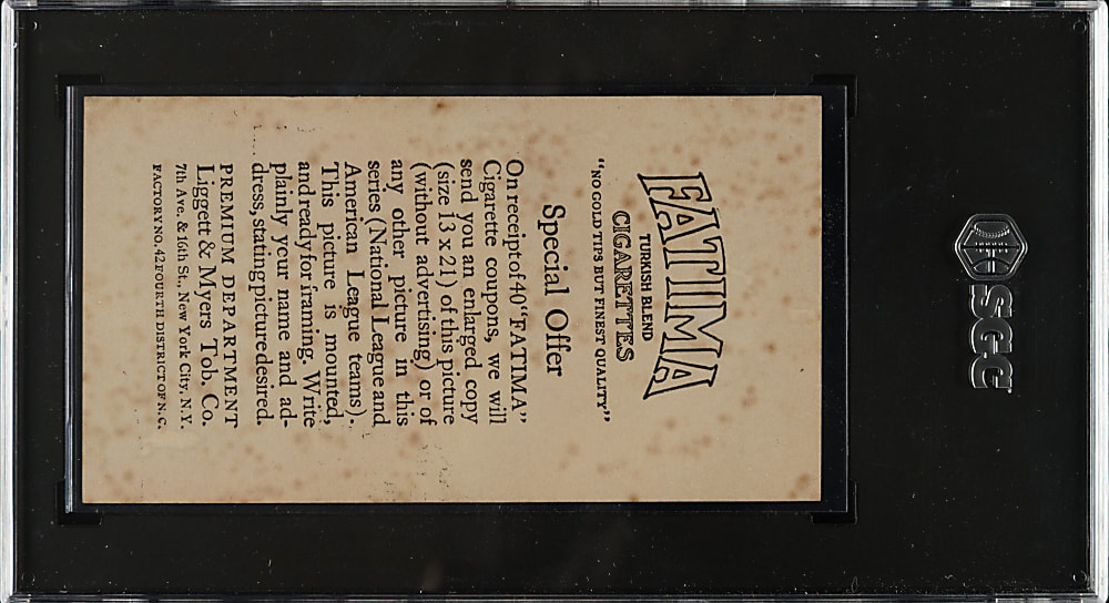 1913 T200 Fatima Team Card St. Louis Nationals with Miller Huggins SGC GOOD+ 2.5