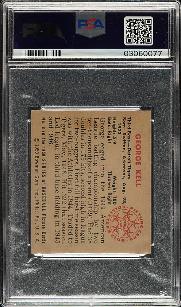 1950 Bowman #8 George Kell PSA NM-MT 8