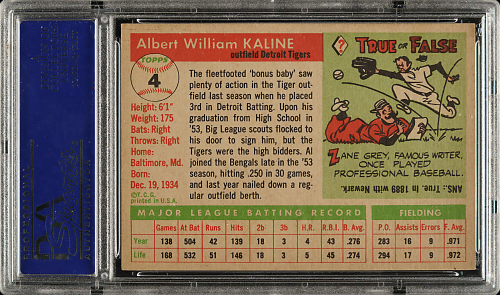 1955 Topps #4 Al Kaline PSA NM-MT 8
