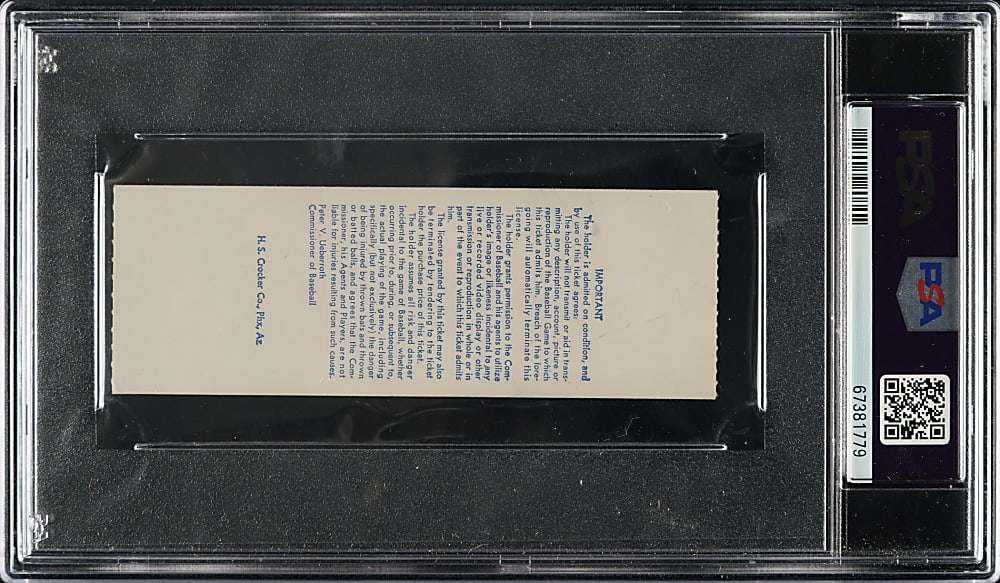 1985 All-Star Workout Ticket Stub Signed by Dave Parker PSA FAIR 1.5 with GEM MINT 10 Signature - Dave Parker First Home Run Derby Winner