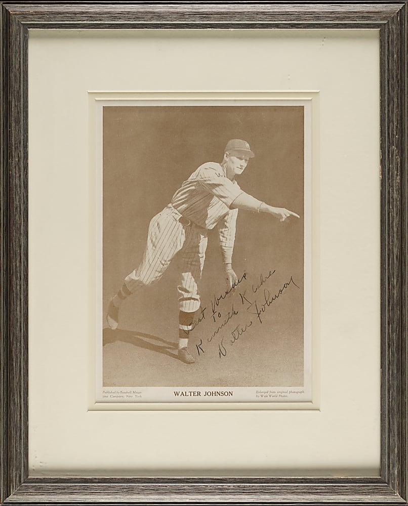 Walter Johnson Signed M114 Baseball Magazine Premium in Framed Display - JSA