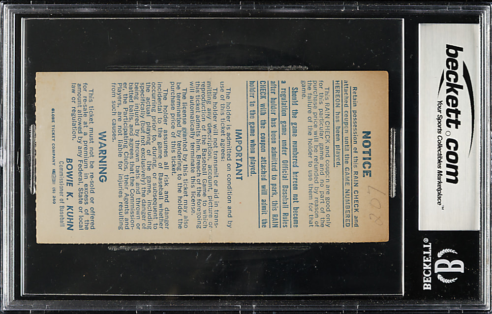 October 12, 1969 Baltimore Orioles (vs. New York Mets) World Series Game 2 Ticket Stub Signed by Jerry Koosman with Inscription BGS EX-MT 6 with GEM MINT 10 Signature - Jerry Koosman First World Series Win