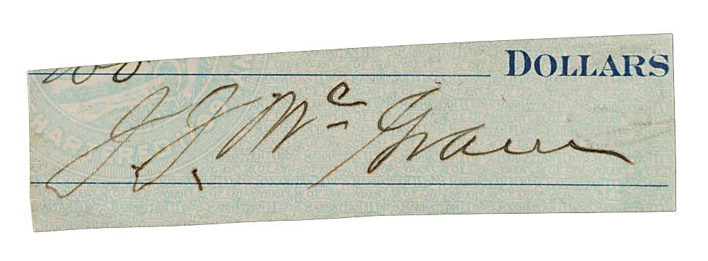 John McGraw Cut Signature - JSA