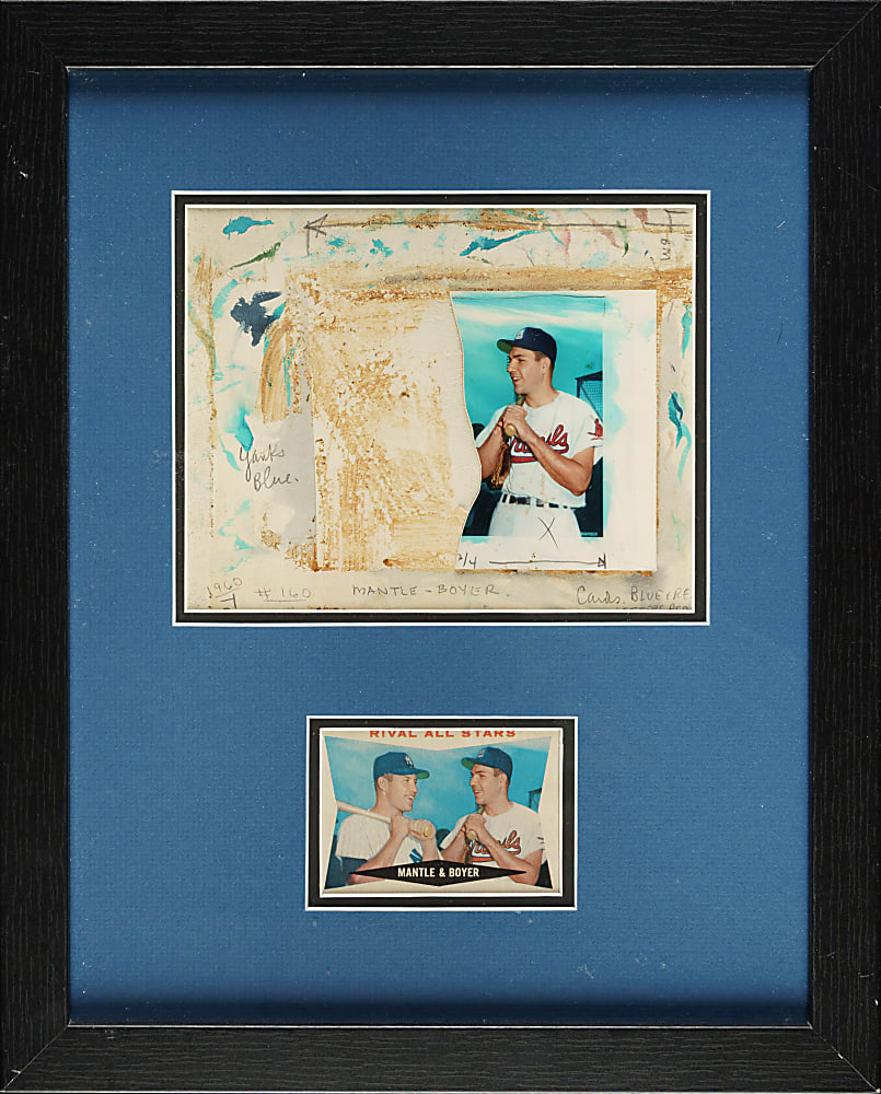 1960 Topps Ken Boyer Original Card Artwork - Used for #160 Rival All-Stars with Mickey Mantle