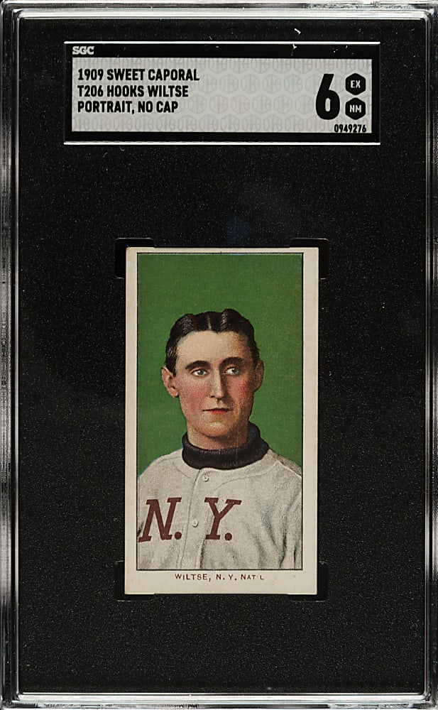 1909-1911 T206 White Border Hooks Wiltse Portrait No Cap SGC EX/NM 6