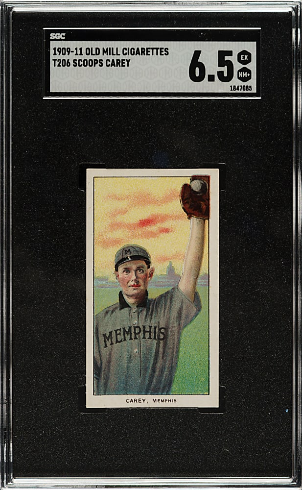 1909-1911 T206 White Border Scoops Carey Southern Leaguer SGC EX/NM+ 6.5 - Old Mill Back