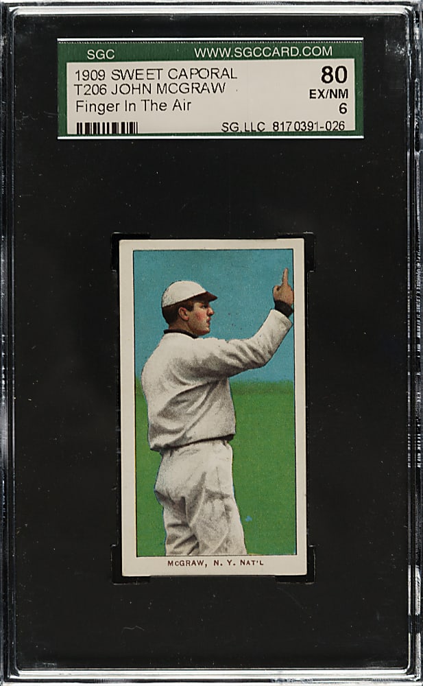 1909-1911 T206 White Border John McGraw Finger in Air SGC EX/NM 80