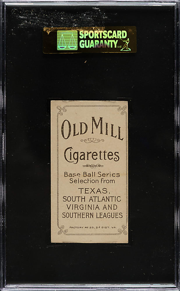 1909-1911 T206 White Border Jack Bastian Southern Leaguer SGC EX/NM 80 - Old Mill Back