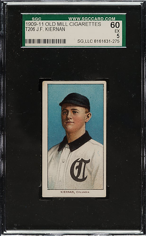 1909-1911 T206 White Border J. F. Kiernan Southern Leaguer SGC EX 60 - Old Mill Back