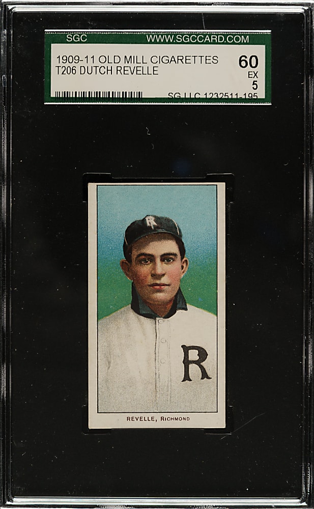 1909-1911 T206 White Border Dutch Revelle Southern Leaguer SGC EX 60 - Old Mill Back