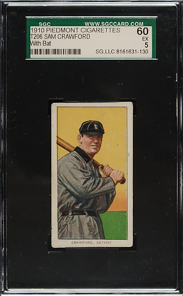 1909-1911 T206 White Border Sam Crawford with Bat SGC EX 60