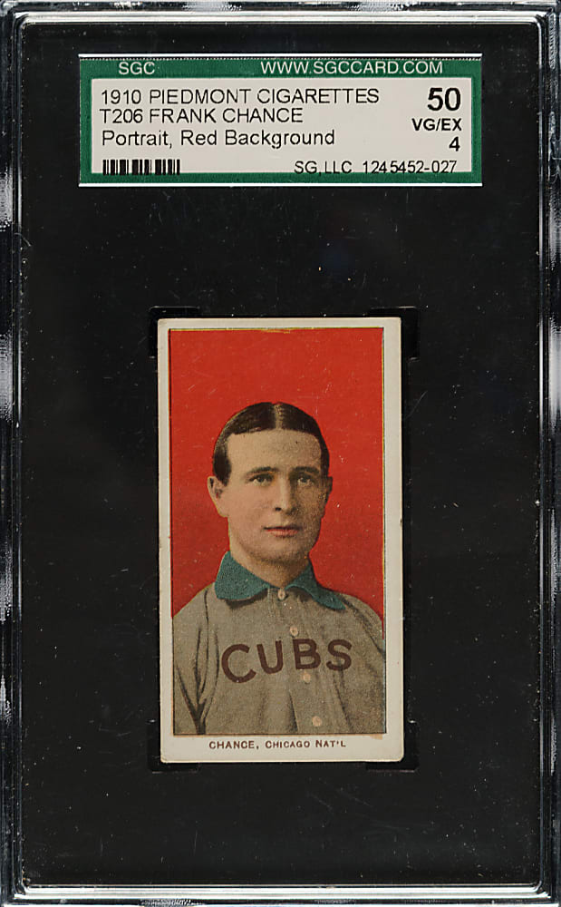 1909-1911 T206 White Border Frank Chance Portrait Red Background SGC VG/EX 50