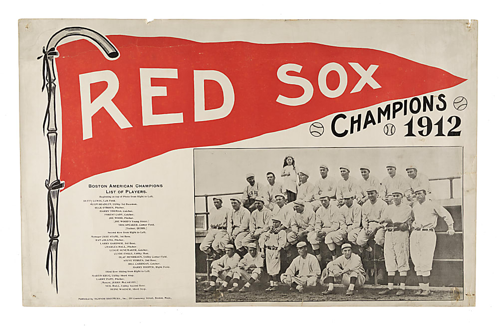 1912 Boston Red Sox World Champions Tichnor Brothers Advertising Display