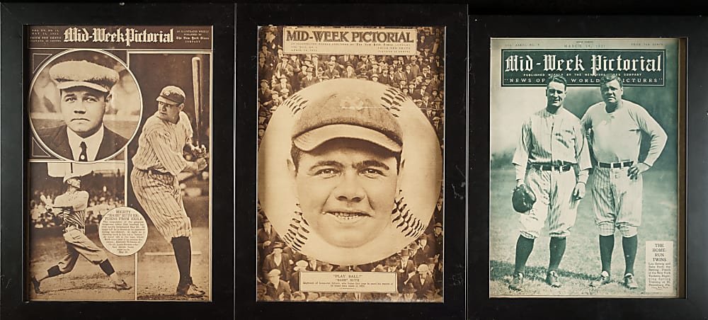1921 to 1931 New York Times "Mid-Week Pictorial” Magazine Collection (7) All Featuring Babe Ruth!