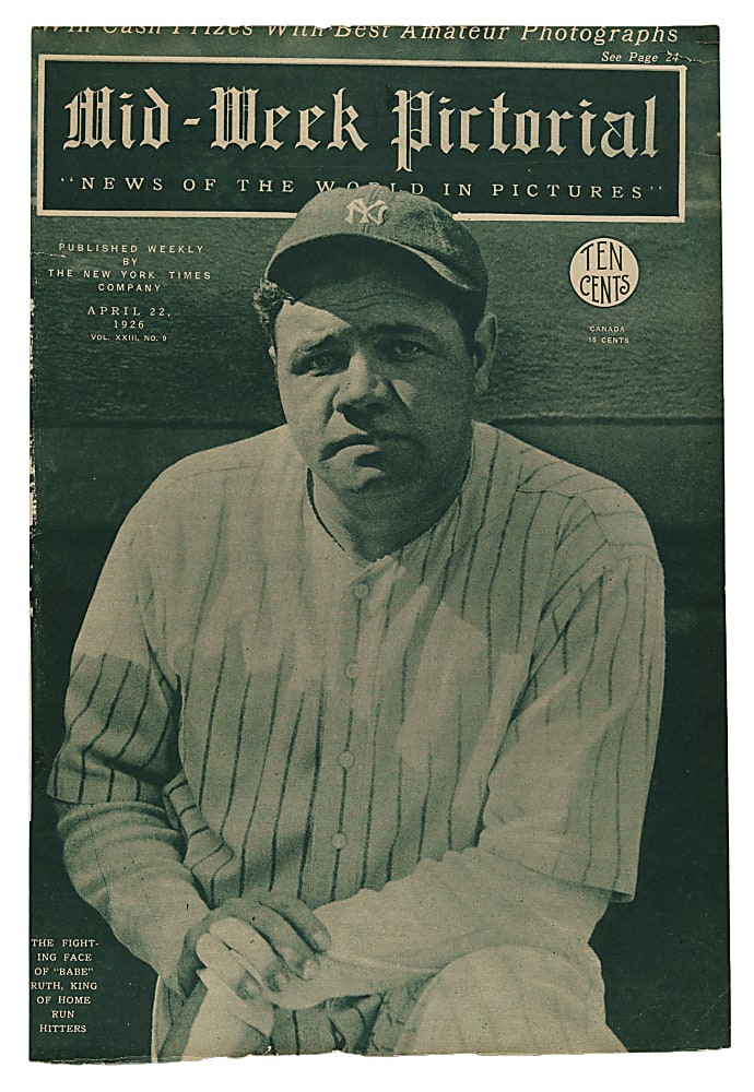 1921 to 1931 New York Times "Mid-Week Pictorial” Magazine Collection (7) All Featuring Babe Ruth!