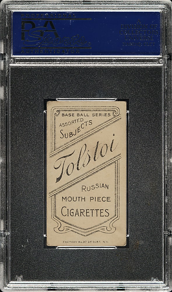 1909-1911 T206 White Border Hughie Jennings Both Hands Showing PSA VG-EX 4 - Tolstoi Back