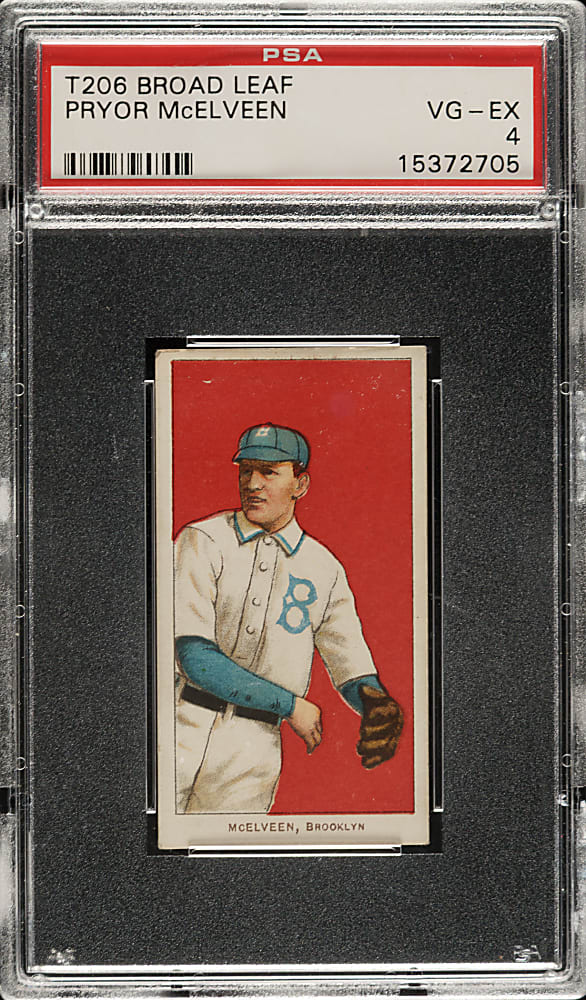 1909-1911 T206 White Border Pryor McElveen PSA VG-EX 4 - Broad Leaf 350 Back - The ONLY Graded Example!