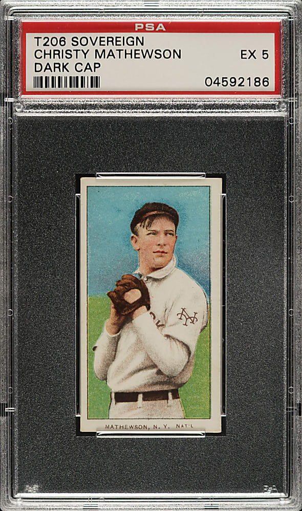 1909-1911 T206 White Border Christy Mathewson Dark Cap PSA EX 5 - Sovereign 460 Back