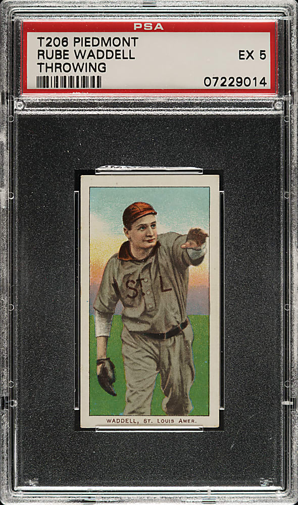 1909-1911 T206 White Border Rube Waddell Throwing PSA EX 5
