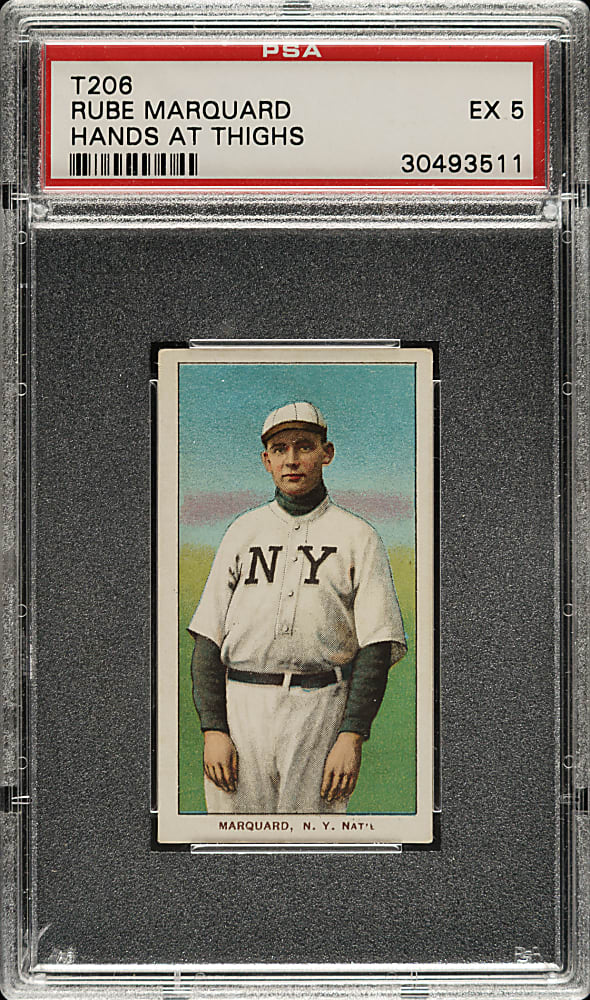 1909-1911 T206 White Border Rube Marquard Hands At Thighs PSA EX 5