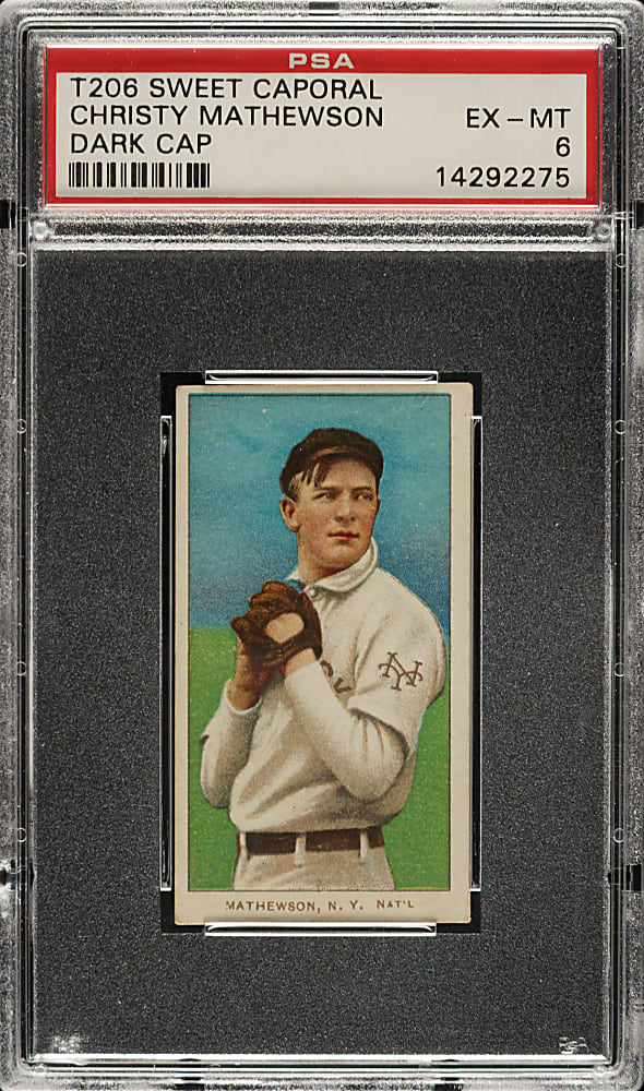 1909-1911 T206 White Border Christy Mathewson Dark Cap PSA EX-MT 6