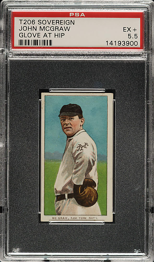 1909-1911 T206 White Border John McGraw Glove at Hip PSA EX+ 5.5 - Sovereign 460 Back