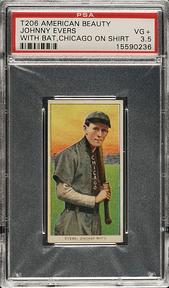 1909-1911 T206 White Border Johnny Evers with Bat, Chicago on Shirt PSA VG+ 3.5 - American Beauty 350 Back