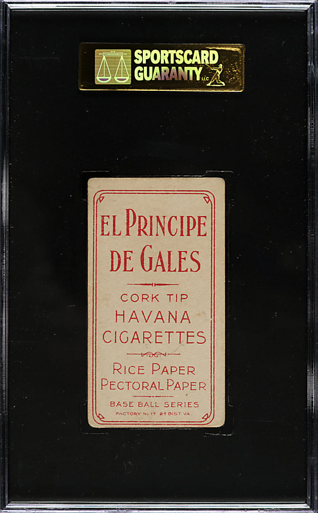 1909-1911 T206 White Border Frank Chance Batting SGC VG/EX 50 - El Principe De Gales Back