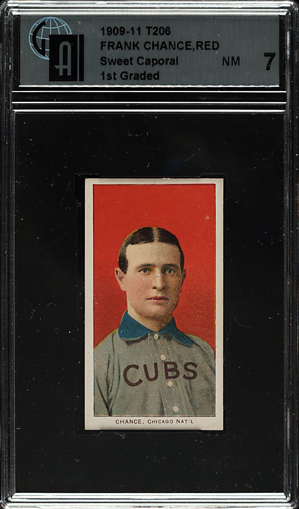 1909-1911 T206 White Border Frank Chance Portrait Red Background GAI NM 7
