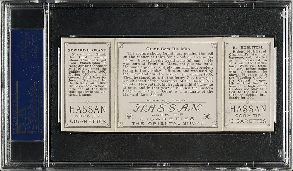 1912 T202 Hassan Triple Folder "Grant Gets His Man" Grant/Hoblitzel PSA NM 7