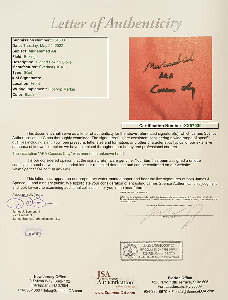 Muhammad Ali "AKA Cassius Clay" Signed Boxing Glove - JSA