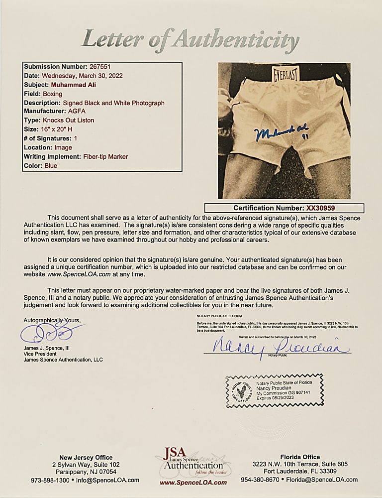 Muhammad Ali Signed Photograph - JSA