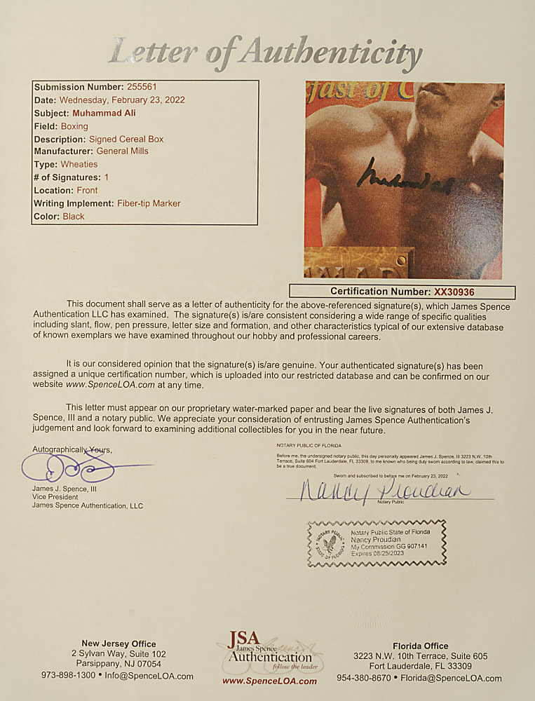 Muhammad Ali Signed Wheaties Box - JSA