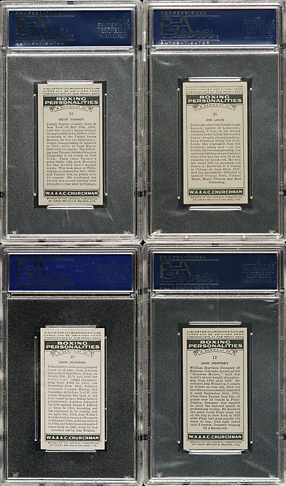 1938 W. A. & A. C. Churchman "Boxing Personalities" PSA-Graded Complete Set (50)